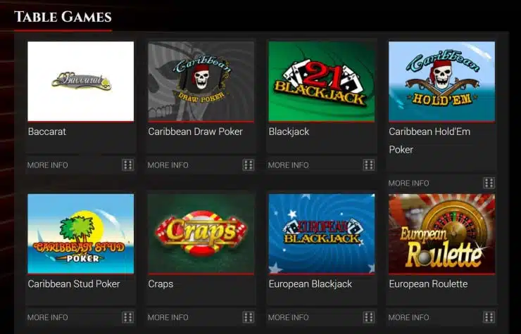 Brand New Online Casinos - BoVegas Table Games