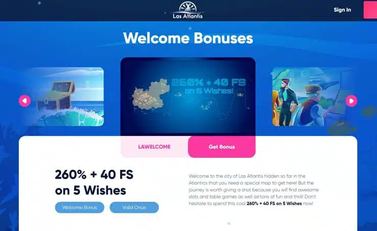 Las Atlantis Free Spins Bonus Offer