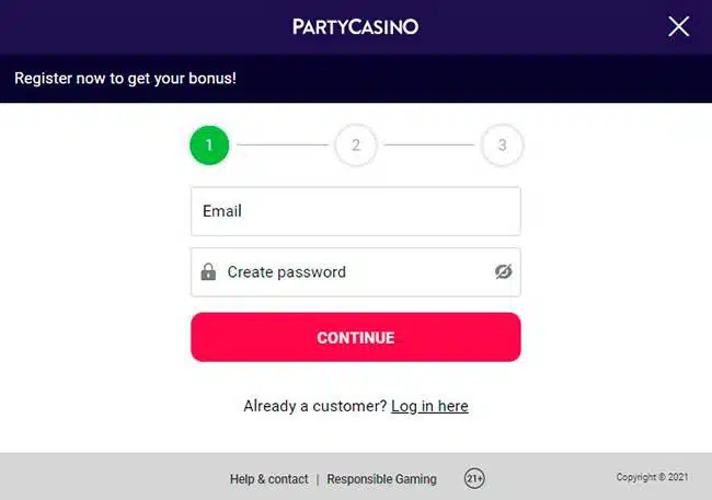 Best Evolution Casinos - PartyCasino Registration Form