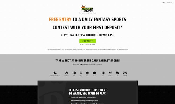 DraftKings Homepage