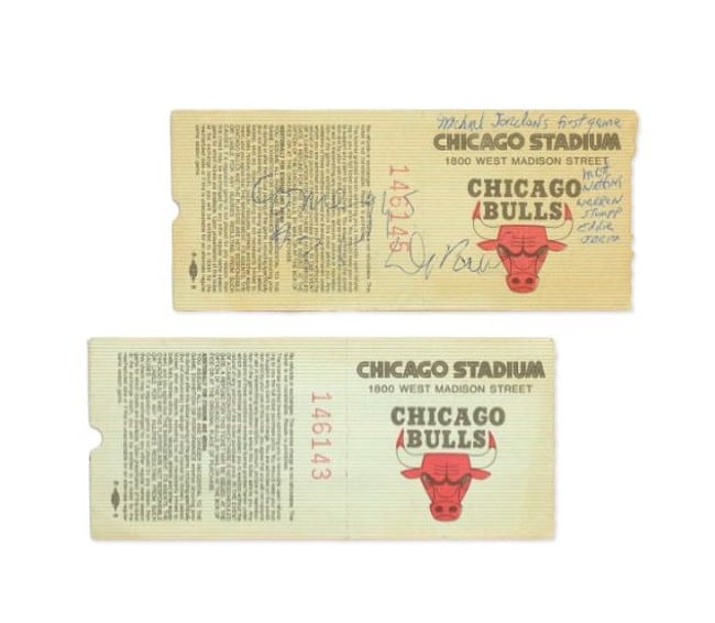 Ticket stub to Michael Jordan's Chicago Bulls debut sold at auction for  nearly £200,000