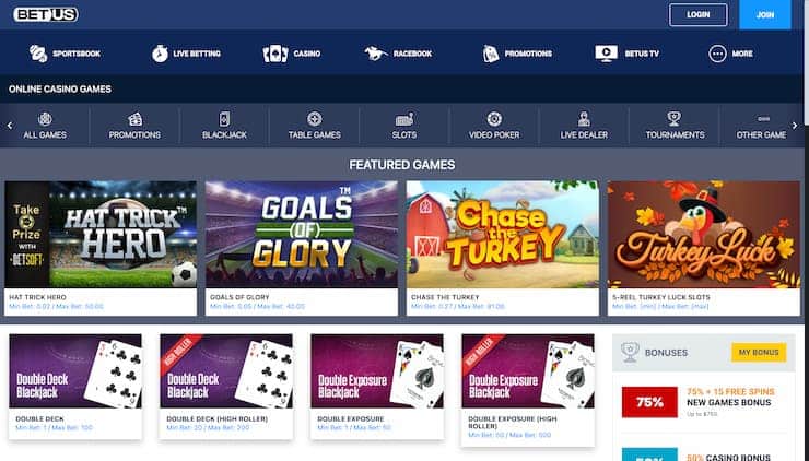 BetUS Casino Games