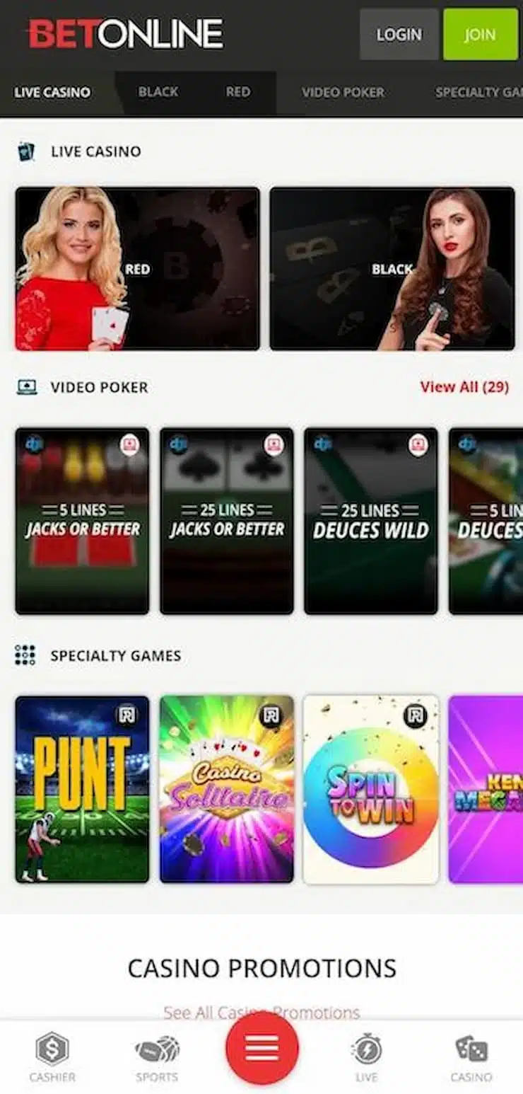 BetOnline Bitcoin mobile casinos