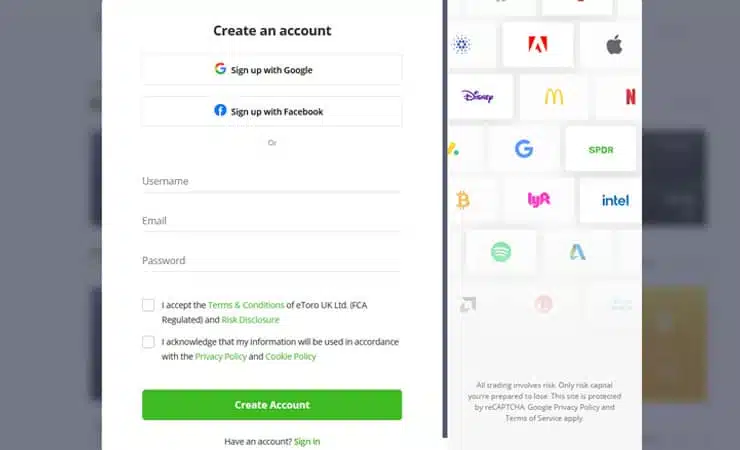 eToro Signup Form