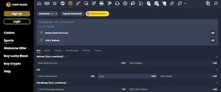LuckyBlock March Madness online gambling site with quick sign-up