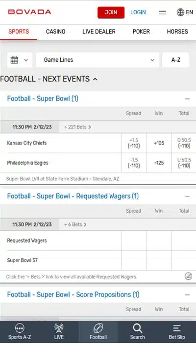 Bovada Super Bowl