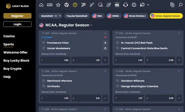 Lucky Block Sportsbook - March Madness Elite 8 Betting