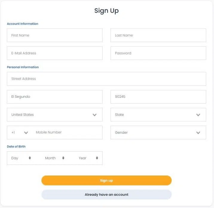 Royal Ace Casino Registration Form