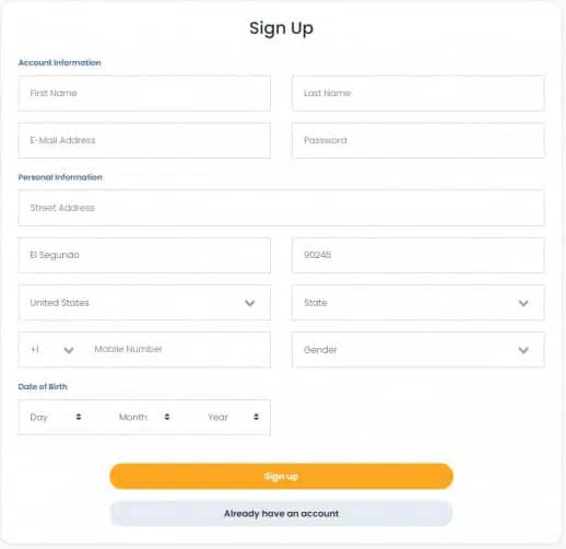 CoolCat Casino Registration Form