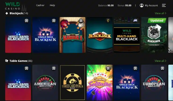 Wild Casino Blackjack Games