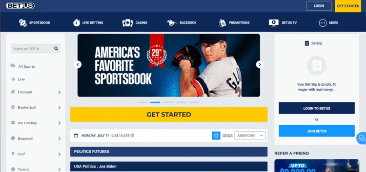 best CA online sports betting sites - BetUS sportsbook homepage