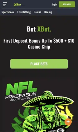 XBet mobile homepage