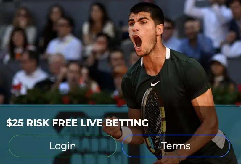 A screenshot of the picture used to show the $25 risk free live betting bet offer at Jazzsports