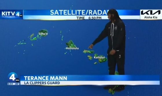 WATCH Los Angeles Clippers Terance Mann Give Weather Forecast Live At Honolulu News Station Hawaii