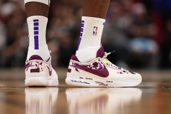 Sneakers worn by LeBron James, Los Angeles Lakers.