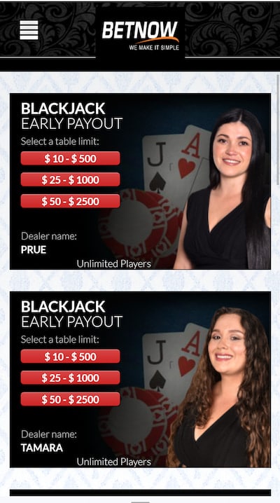 BetNow blackjack app