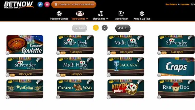 BetNow craps casino