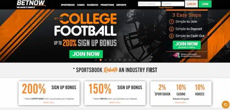 BetNow sportsbook homepage - The Sharpest Sportsbooks 