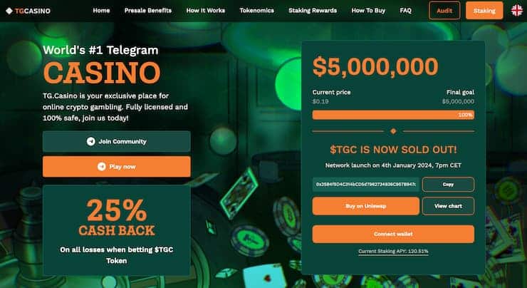 TG Casino homepage - the best online roulette casinos 