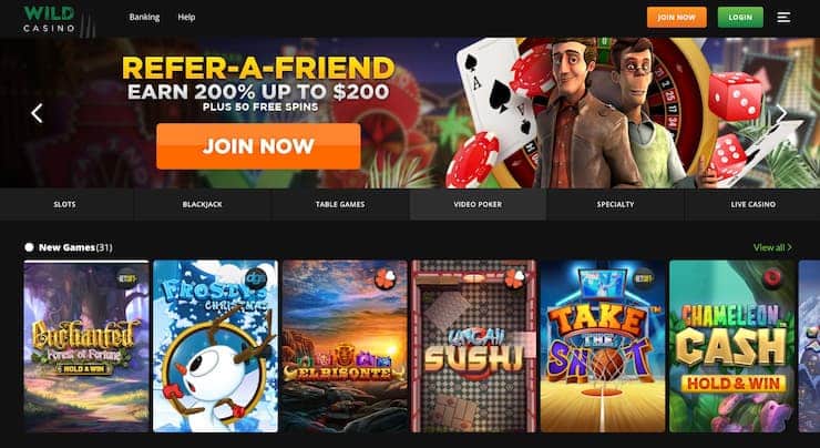 Wild Casino Join now homepage