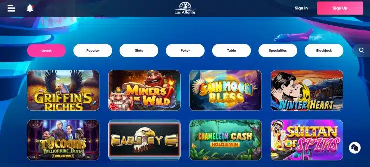 best casino sites that accept Vanilla Visa - Las Atlantis Casino latest games section