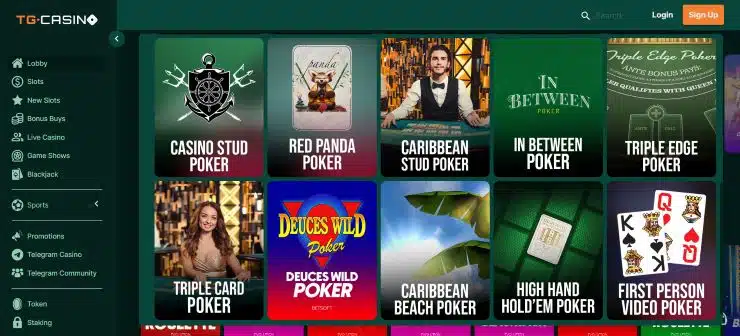 TG Casino Poker Game Selection