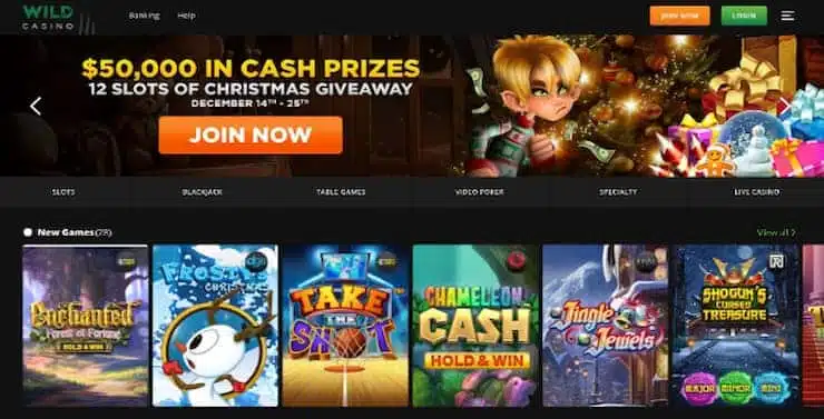 Wild Casino homepage