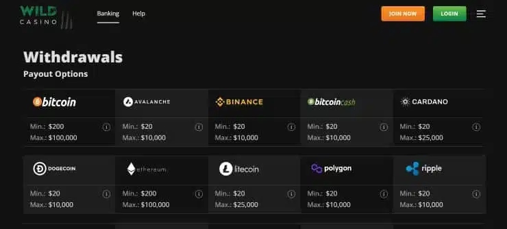 Wild Casino Payout Methods