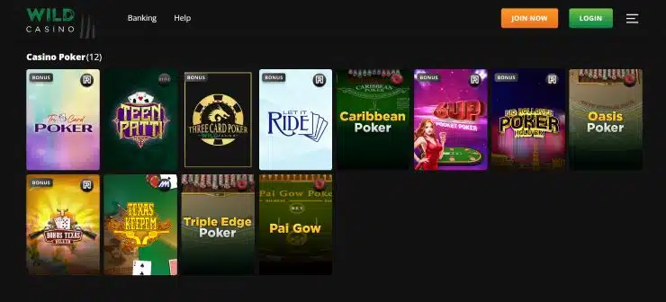 Wild Casino Poker Library