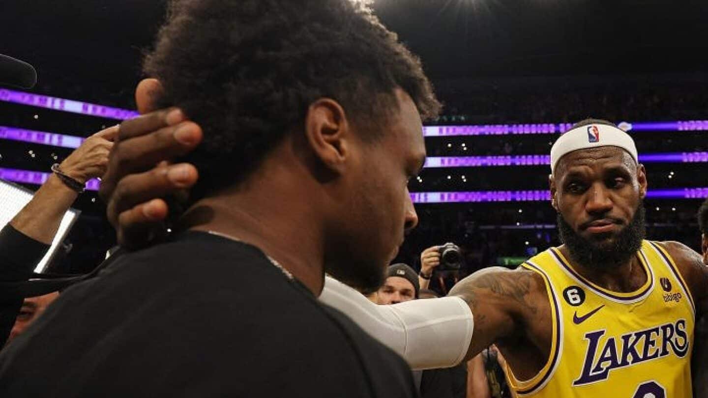 LeBron James Jokes Bronny Should Call Him ‘GOAT,’ Not ‘Dad’ on Lakers Court