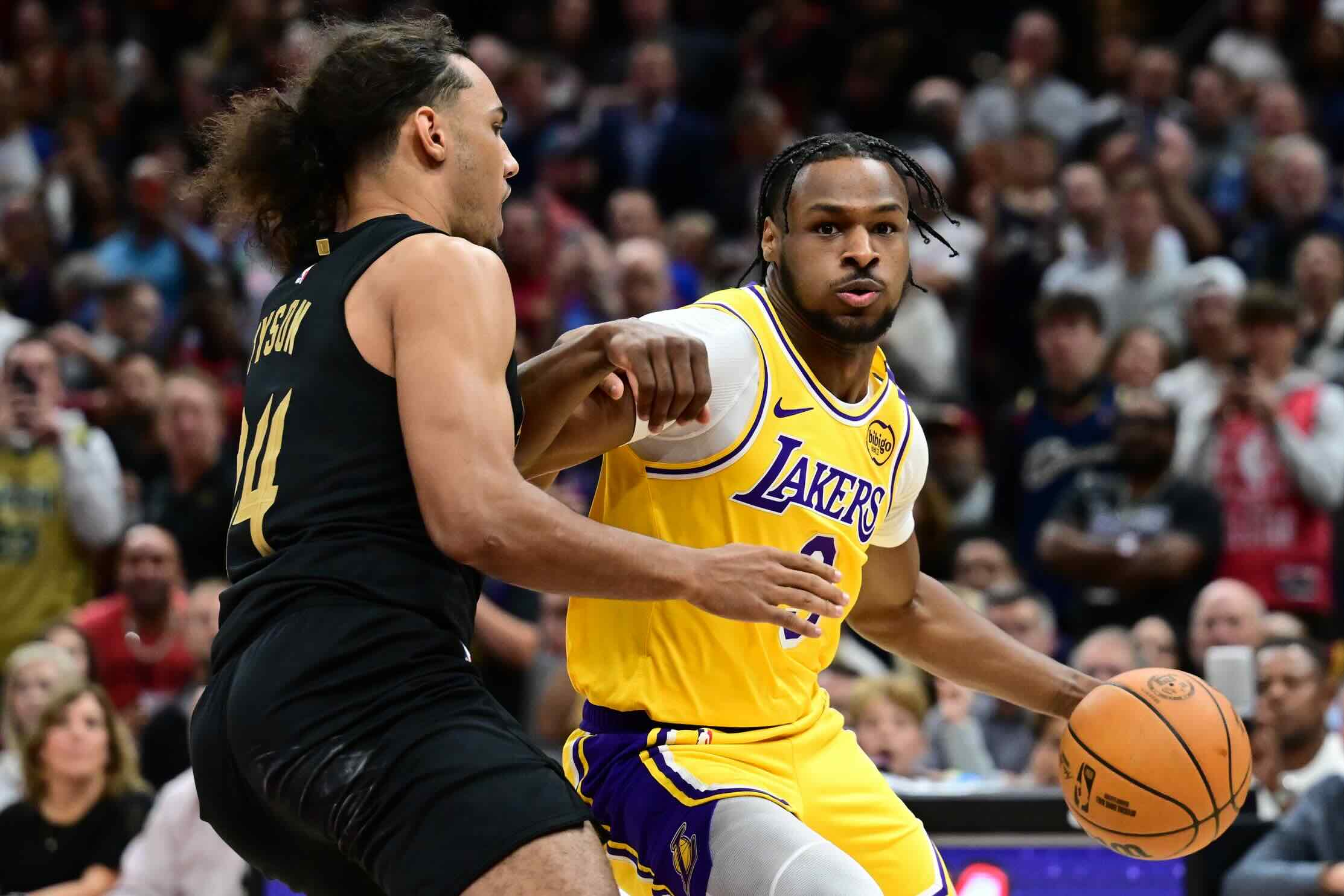 Bronny James scores first career NBA points in garbage time vs Cavs