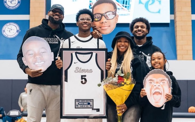 Lakers LeBron James, Sons Bryce And Bronny Celebrate Senior Night At Sierra Canyon School